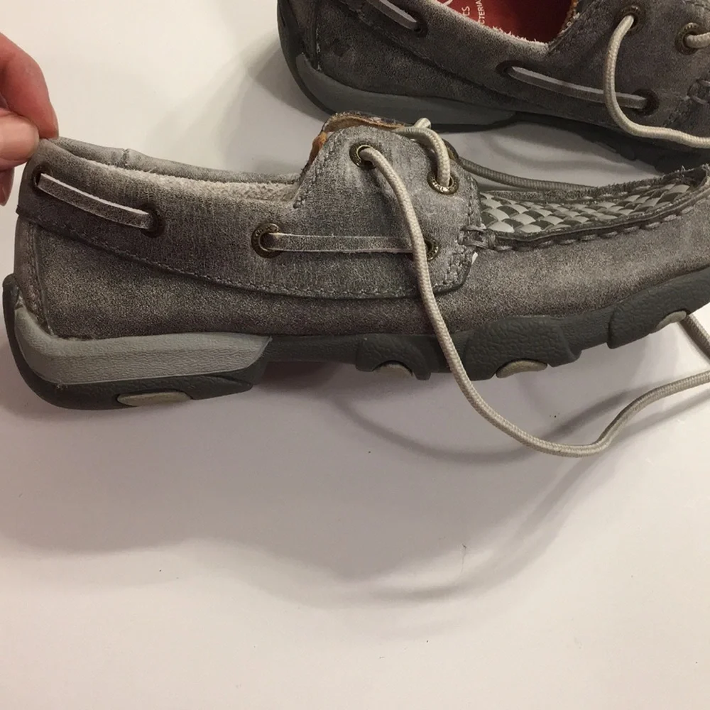 Twisted X Gray Driving Moc - Girls 2.5